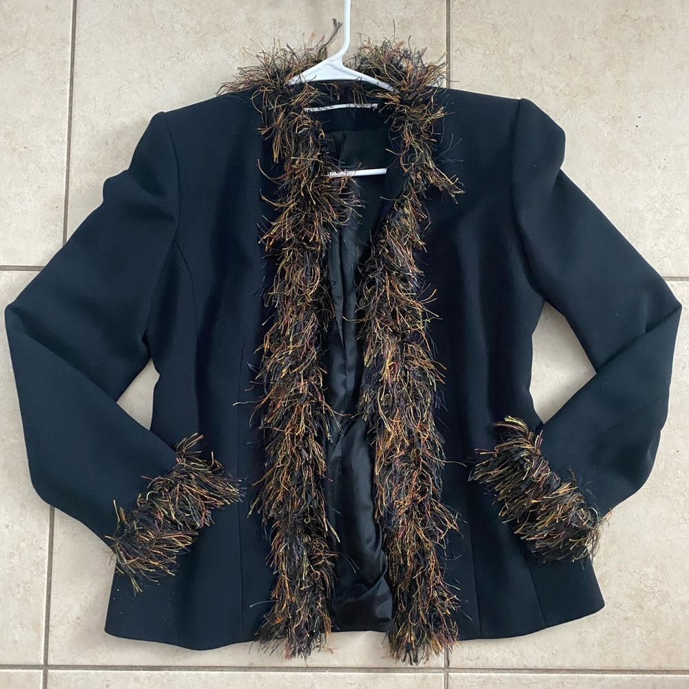 funky fringe trim blazer